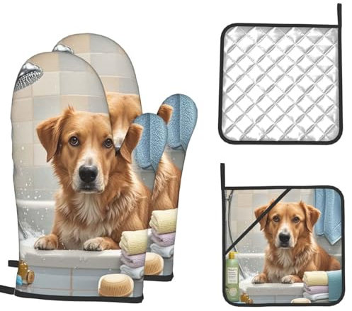 Lot de 4 maniques et maniques en silicone antidérapant pour le bain et le barbecue - Résistants à la chaleur