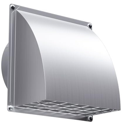 HG Power Rejilla Ventilacion de acero inoxidable de 100 mm, trampilla antirretorno, rejilla extraíble, conexión a la pared para aire de escape, para secadoras, cocinas Ø 10 cm (15,5 * 15,5 cm), Plata