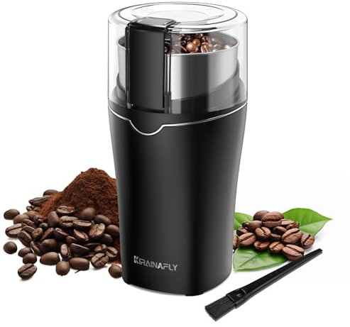 Molinillo cafe electrico, molinillo especias de 300 W para cocina, cámara extraíble de acero inoxidable, hasta 12 tazas, fácil para frijoles de café, especias, hierbas, linaza y nueces, plata