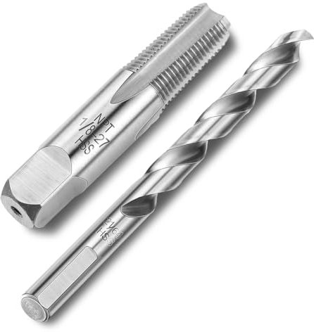 MorningRo 1/8-27 Npt Tap 21/64 Drill Bit, M2(6542) High Speed Steel Tap and Drill Bit Sets for Accurate Threads, Assorted Plumbers Mechanics DIY Thread Cutting Tools