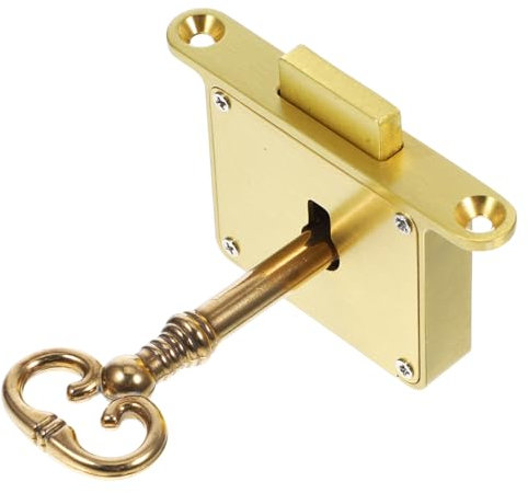 STOBAZA Retro Vintage Möbelschloss Aus Reinem Messing Mit Schlüssel Robustes Schubladenschloss Für Schreibtisch Schrank Holzbox Und Aktenschrank Installieren Langlebiger Verschluss Sicheru