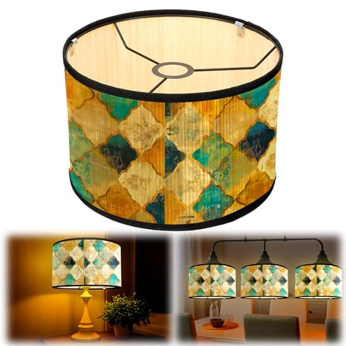 agctrler Retro Bambus Lampenschirm Ø30cm, Lampenschirm für E27 Stehlampe Tischlampe Hängelampe, Vintage Lampenschirme für Wohnzimmer Schlafzimmer (A)