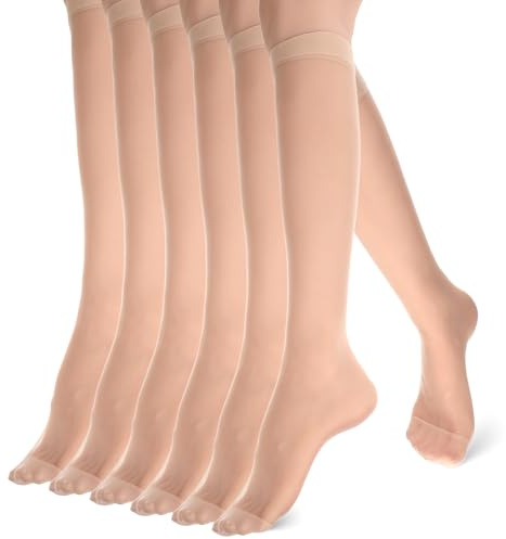 Tweruna 6 Paar Nylonstrümpfe Damen, Atmungsaktive Lange Söckchen Damen, Transparent Kniestrümpfe für Den Täglichen Gebrauch Besuch, Mädchen（Einheitsgröße）
