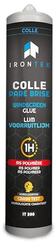 Colle Pare-Brise & Carrosserie IRONTEK 310 ML | MS Polymère Mastic Noire | Séchage Rapide 1H, homologuée Crash Test, sans solvant, sans Primaire | Haute adhérence, Multi-Supports, résistant UV