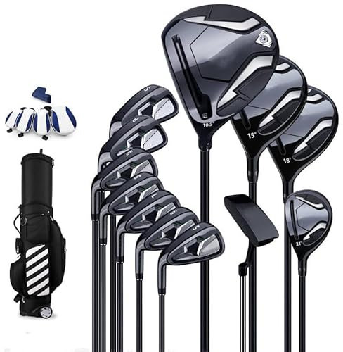 Set di mazze da golf per mancini con driver ad angolo regolabile, alto rimbalzo, facile controllo della palla, include borsa e putter per una migliore esperienza di golf