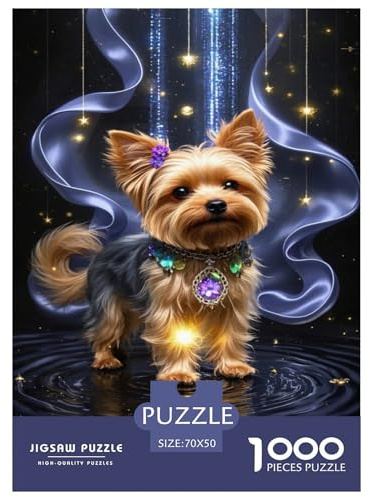 Puzzle Yorkshire Terrier 1000 Pieces Challenge Toy for Adults,Starry Night Scene Impossible Jigsaw Puzzles 1000 Piece Educational Game for Adults Or Families 70x50cm/1000pcs