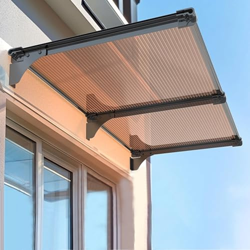 Marquise de Porte d’Entrée Design Moderne,Auvent de Porte et Fenêtres Protection UV,Pluie,Neige,Auvent de Véranda Résistant Aux Chocs 200 Kg,pour Fenêtre/Balcon/Garage (120x180cm/47 x71)