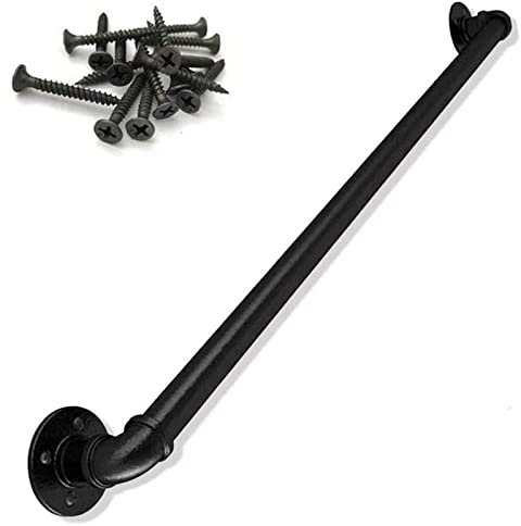 Barandilla de metal negro para escaleras industriales, barandilla de escalera de hierro forjado para interiores y exteriores con soportes de pared, protector de seguridad para escalones y balcones