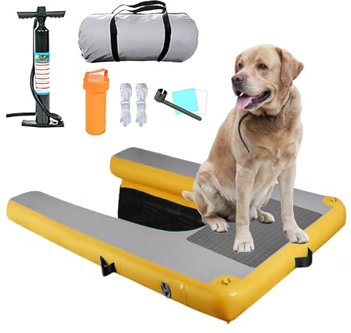 Dog Pool Ramp - Foldable Inflatable Access Ladder with Anti-Slip Float for Large Pets - Durable Swimming Accessories