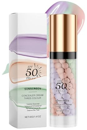Tri-Colour CC Cream Colour Correcting Cream, Moisturising Makeup CC Cream Foundation, Concealing & Smoothing Face Primer for Even Skin Tone & Flawless Finish