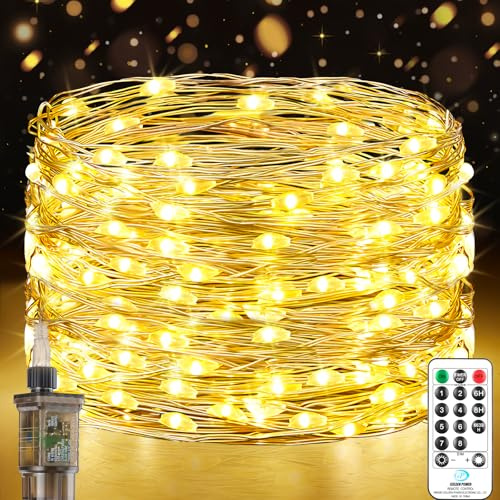 Forepin Fairy Lights Mains Powered, 18M 150LED Fairy Lights Plug in Outdoor Waterproof String Light with Remote Timer, Christmas Lights Indoor for Outside Garden Tree Party Wedding Decorations