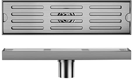 Desagüe de Ducha Lineal con Rejilla con diseño de ladrillo, desagüe de Piso Lineal de Acero Inoxidable Cepillado, desagüe de Piso de Ducha Rectangular, escurridor de Piso con colador de Pelo para