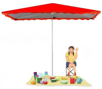 Parasol de plage rectangulaire imperméable de 2,5 x 2 m, hauteur réglable, parasol portable avec 4 baleines, parfait pour la plage et la terrasse
