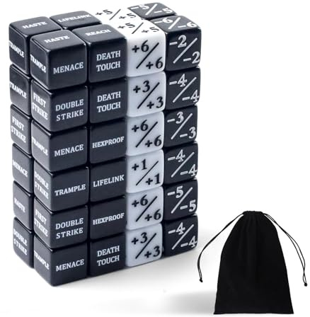 QUTHZZHY 48 stycken tärningar räknare MTG tärning D6 tärningsräknare Token Magic Dice lojalitet disk kompatibel med MTG kortspelstillbehör (standard svart-vit)