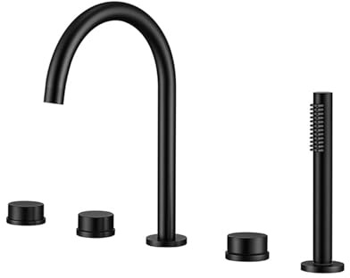XJTNLB Rubinetto Vasca da Bagno Bordo Set Rubinetteria Vasca da Bagno Completa 5 Pezzi Miscelatore Doccia Moderno Nero