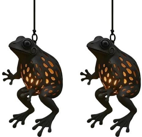 Frosch-Gartendekoration – wetterfeste Lampe, warmes Frosch-Licht, Außendekoration, für Terrasse, Veranda, Garten, Zaun, Baum, Weg, Landschaft, Zuhause, Innenbereich, Party, Urlaub