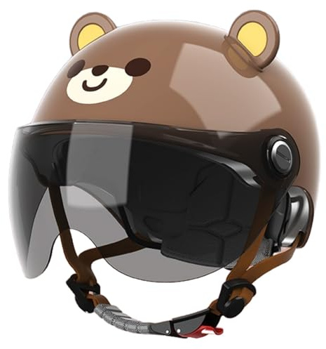 Casco Infantil Abierto para Motocicleta, Homologado ECE 22.06, con Visera Solar, Ideal para Niños Y Niñas De 3 A 12 Años. También Apto para Scooter E,48-55cm