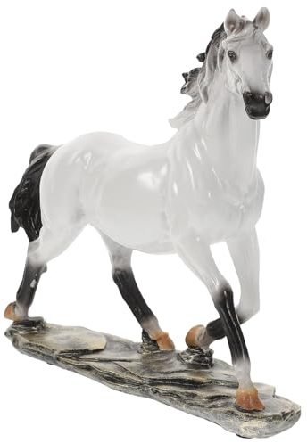Cutfouwe Deko Pferd Deko Statue Pferd,Pferd-Dekofigur,Pferde-Kunstharz-Statue Dekoration für Wohnzimmer, Büro, Bücherregal, Schlafzimmer,Weiß