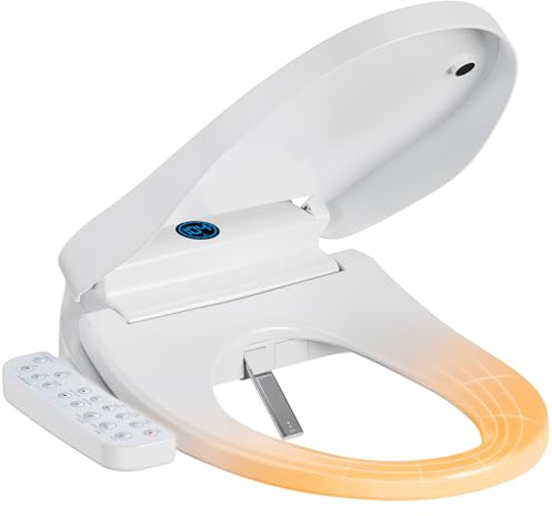 Bidet Toilet Seat, Electric Smart Heated Toilet Seat Elongated with Instant Warm Water & Dryer, Feminine & Front Rear Wash, Self-Clean Nozzle, Soft Closed Toilet Lid, Night Light