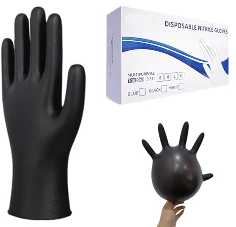 Matame Einweghandschuhe,100 Stück Gummihandschuhe,Nitrilhandschuhe,Kochhandschuhe,Küchenhandschuhe für Küche, Reinigung(Schwarz, M)