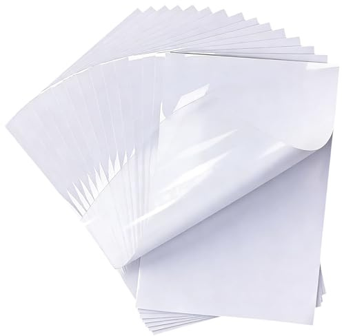 20 Blatt Premium Vinyl Aufkleberfolie, Selbstklebende Vinyl Aufkleberfolien, A4 Aufkleber Papier, Ideal zum Drucken von Postern, Fotos und Mehr, für Laser & Tintenstrahldrucker