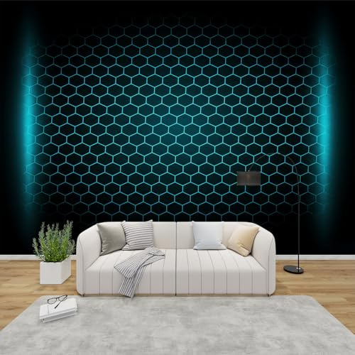 AevuCub Tapete Hexagon, Fototapete Geometrisch Schlafzimmer, Tapeten Vliestapete Bienenwabe Wohnzimmer, Wandtapete Kinderzimmer Spielzimmer Wanddeko, Mustertapete Vlies 500 x 280 cm (B x H)