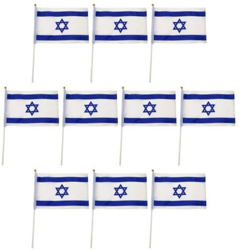 Ciieeo Lot de 10 Drapeaux Israéliens Décoratifs en Polyester 14 X 21 Cm, Drapeaux Nationaux Légers pour Jardin, Fêtes et Décoration Extérieure, Bannières Suspendues pour Festivals