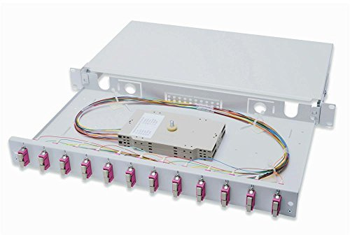 DIGITUS LWL Spleißbox 12 Kupplungen - SC - OM4 - 1HE - 19-Zoll - Multi-Mode Duplex - Mit Spleiß-Kassette - Rack-Einbau