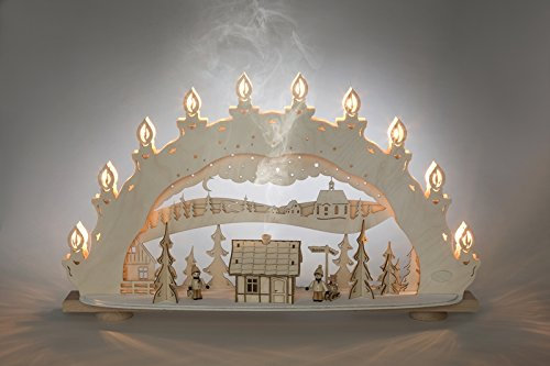Schwibbogen Winterzauberland Länge ca 66cm NEU Motivleuchte Lichterbogen LED Erzgebirge Bergkirche Räucherhaus Räucherkerze Holz Bergmann Seiffen Postmeilensäule Hotel Bergbau Wismut Glück Auf