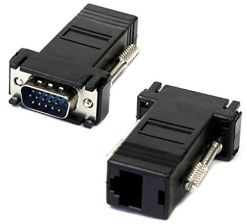 JSER - 2 adaptadores de cable VGA macho a cable de red Ethernet LAN RJ45 hembra de categoría 5 y 5e