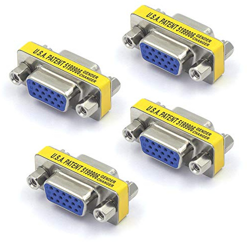 VCE VGA Female to Female Adapter, SVGA Coupler HD15 Mini Gender Changer VGA Cable Extender, 4Pack
