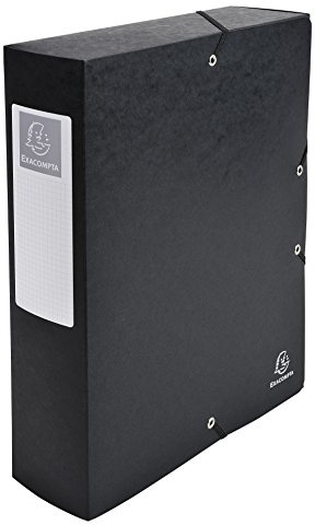 Exacompta - Ref 50831E - Pressboard Filing Box - 250 x 330mm in Size, Suitable for Holding A4 Documents, 8cm Spine, 600gsm Genuine Pressboard, Spine Label - Black