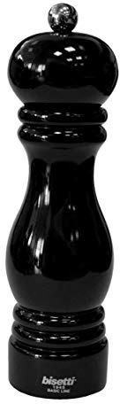 Bisetti, macinapepe in Legno di faggio Laccato Nero, 19 cm, Taglia Unica
