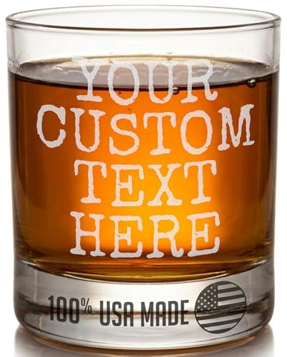 Spotted Dog Company Personalised Etched 325ml Whiskey Glass Tumbler, Custom Whisky Birthday Gift for Men Him Dad, Customised Cocktail Old Fashioned Scotch, Bourbon Decoration Decor - Your Text Here | Personalized Text or Name – Bourbon, Scotch, Rocks, Lowball, Old Fashioned - Father’s Day, Dad, Him, Cup