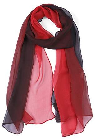 uxcell sourcing map Lang Chiffon Leicht Gradient Farbe Schal Frühling Sommer Weich für Frauen Rot/Schwarz 63x19.6