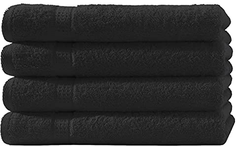 one-home 4er Set Gästetücher Handtücher Duschtücher Badetücher Frottee 100% Baumwolle, Präzise Farbe:Schwarz, Produktart:Gästetücher 30x50 cm