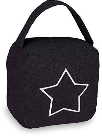 Relaxdays dörrstopp, modern dörrstopp med vintagedesign och handtag, 18,5 x 14 x 10 cm, golvstötfångare, svart