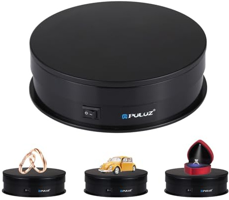 PULUZ Elektrischer Drehteller Klein 15cm, 360 Grad Produkt Drehteller Rotating Display, Drehteller mit Motor für Video Schießen Requisiten Schmuck, Max Load 11Lb Schwarz