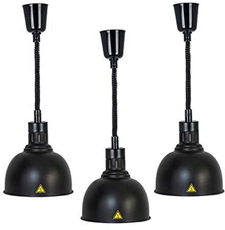 DBMGB Commercial Food Heat Lamp, Retractable Food Heating Lamp Food Warmer High Power Commercial Hotel Kitchen Equipment Restaurant Supplies 220V 250W, Black 3 Pieces