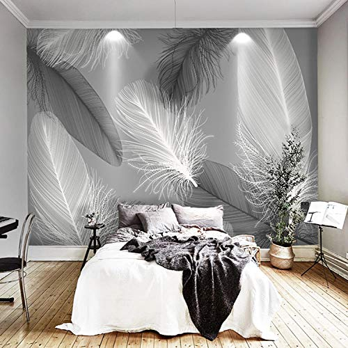 JXMFYY Tapete Schwarzkantige Federn 350x256cm Wandtapete Modernes 3D Design Vliestapete