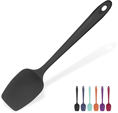 315℃ Hochhitzebeständiger Silikon Löffel Spatel: U-Taste Flexibler Nahtloser Gummispatel, Backen Kochen Silikon Teigschaber für Antihaftbeschichtetes Kochgeschirr Mischen Schaben (29cm, Schwarz)