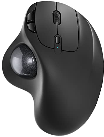Nulea M501 Wireless Trackball Mouse, Rechargeable Ergonomic, Easy Thumb Control, Precise & Smooth Tracking, 3 Device Connection (Bluetooth or USB Receiver), Compatible for PC, Laptop, Mac, Windows.