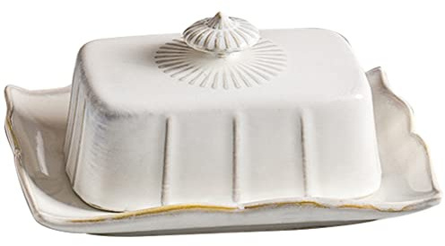 Cabilock Butterdose Keramik Mit Deckel, Weiß FranzöSische Butterdosen, Brotkasten, Butterglocke Dessertteller KäSehaube Restaurant Zuhause KüChe Esstisch Butter Dose KüHlschrank