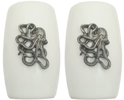 Octopus L China Salt and Pepper Shakers Cruet Set Modern White CSP 248