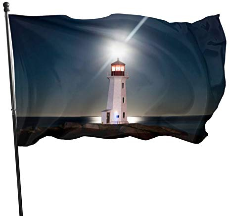 Fahne Leuchtturm - Flagge 3x5 Fuß - Hissfahne mit Ösen Flag - Hochwertige Polyester Lichtbeständige Wetterfeste Fahnen - Outdoor Garden Große Flag