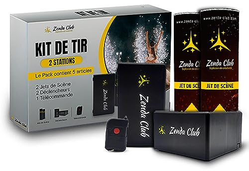 Spark Pro 2 Trigger e 2 Getti di Scena Argento (3 Metri, 60 Secondi) con Telecomando per Macchina di Accensione Getti di Scintille Luminose - Zenda Club®