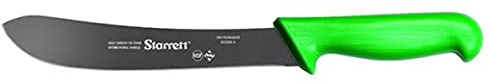 Starrett Professional Stainless Steel Chefs Steak Knives Narrow Curved Profile - 8-inch (200mm) - Green Handle