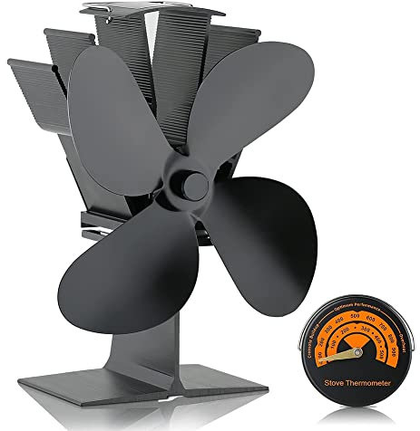 MIHTRA Kaminventilator Ohne Strom Kamin Ventilator, 4 Blättern Ofenventilator Ohne Strom, Wärmebetriebener Leiser Betrieb Kamin Ventilator für Holzofen, Kamin, Holzbrenner, Feuerstelle