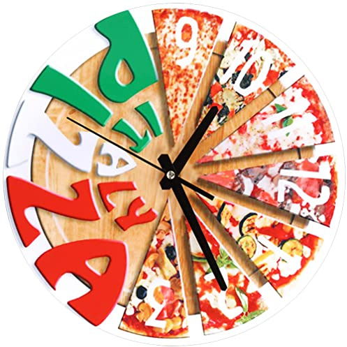 Zerodeko Pizza Wanduhr Rund, Dekorative Uhr im Lustigen Stil | Leise Sekundenbewegung, Einfach Zusammenzubauen, Leicht zu Reinigen, Schlafzimmer und Einzugsgeschenk