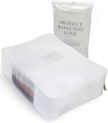 Hayden Hill Luxury Organic Cotton Sweater Storage Bag - Fits 6 Fine Knit Sweaters - 18 Inch - Moth Proof Cashmere Garment Bag - Breathable Clothes Covers - Certified Carbon Neutral